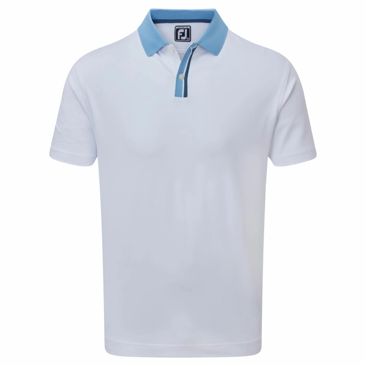 FootJoy Solid With Stripe Placket Pique Polo In Green / Navy