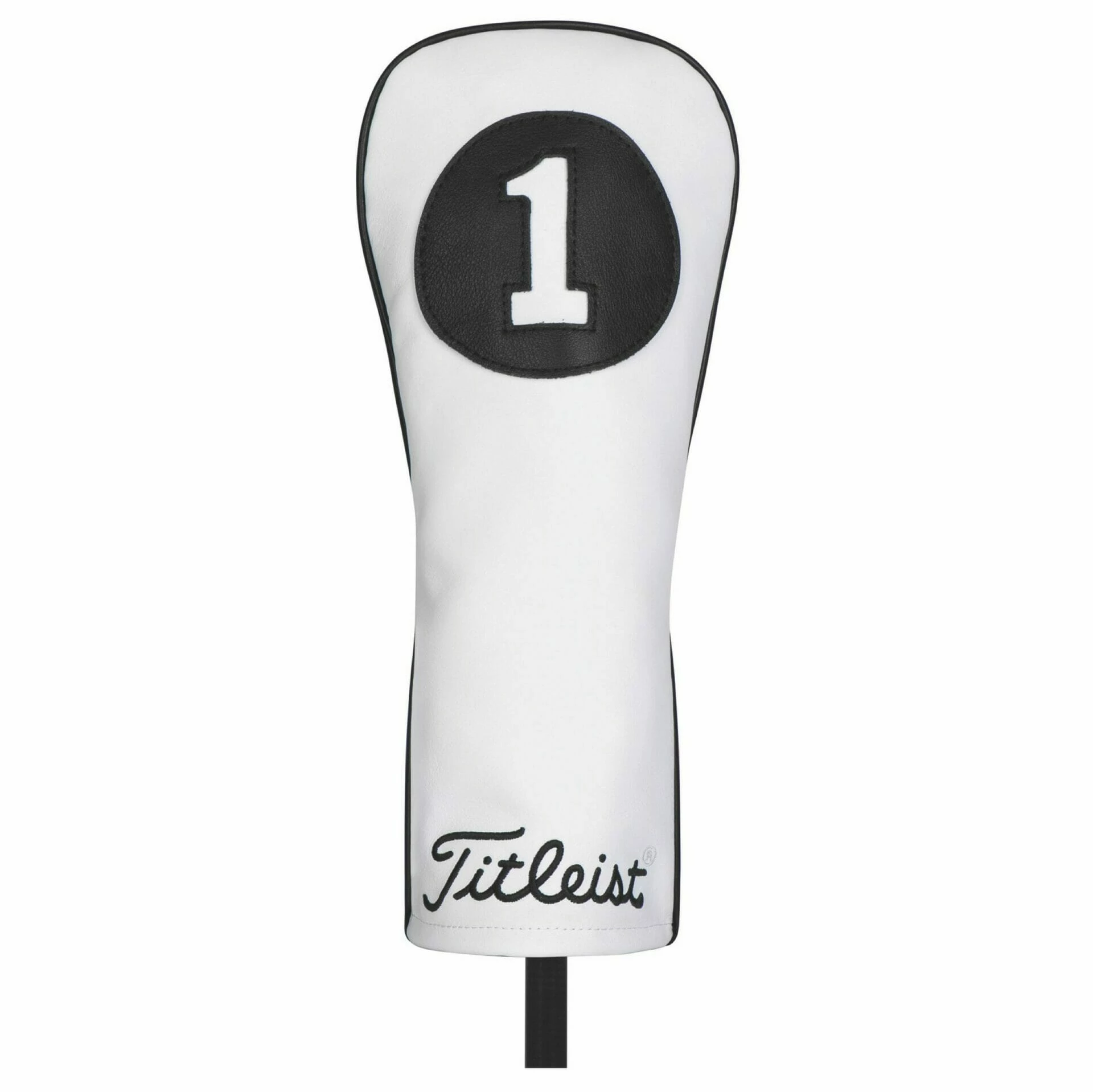 Titleist White & Black Leather Headcovers In Driver