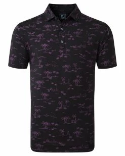 FootJoy Tropic Print Lisle Pique Golf Polo SS23 In Red / White