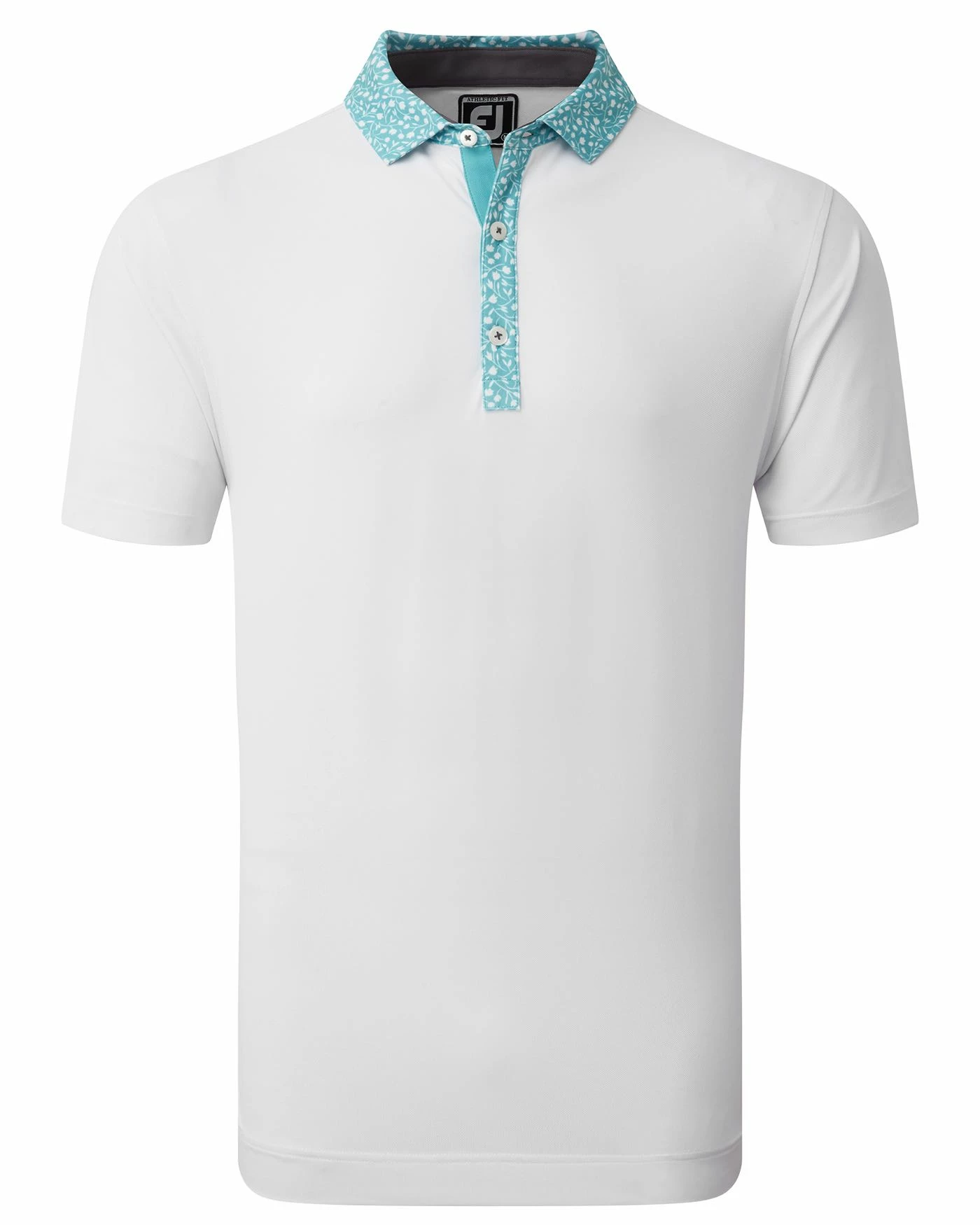 FootJoy Tossed Tulip Trim Pique Golf Polo SS23 In White / Violet - Image 3