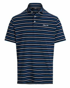 Ralph Lauren RLX Slim Fit Stripe Performance Golf Polo In Retreat Blue