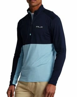 Ralph Lauren Colour-Blocked Stretch Jersey Pullover SS23 In French Navy / Powder Blue